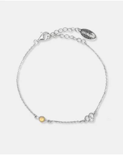 Georgini - Natural Opal And Two Natural Diamond October Silver Bracelet
