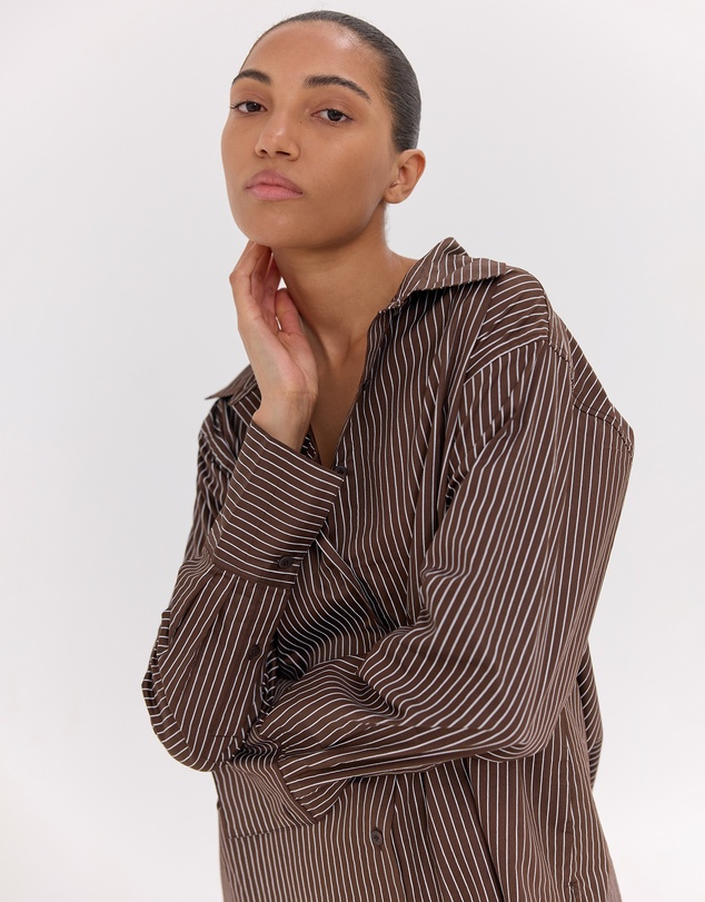 Cloth & Co. - The Dropped Yoke Shirt | Brazil Nut & White