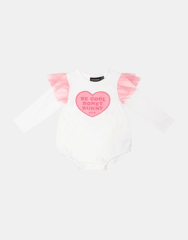 Rock Your Baby - Be Cool Hunny Bunny Long Sleeve Frill Bubble Bodysuit