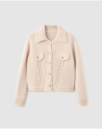 M.N.G - Cardigan Jacket With Shirt Collar