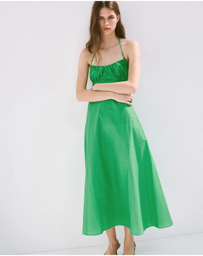 M.N.G - Halter-Neck Dress with Ruffle Details