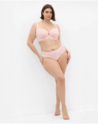 City Chic - Plus size Poppy Hi Waist Cheeky Brief - pink icing