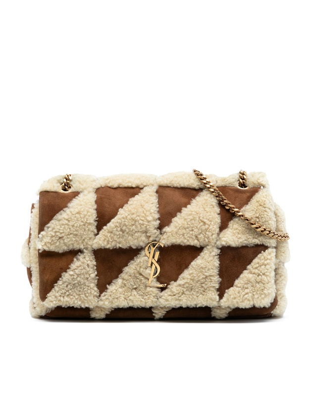 Pre-Loved by Azura Reborn - Pre-Loved Medium Suede and Shearling Patchwork Jamie Shoulder Bag
