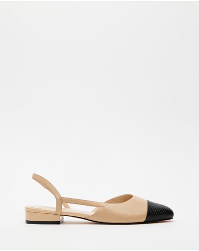 Beige & Black Lizard Leather
