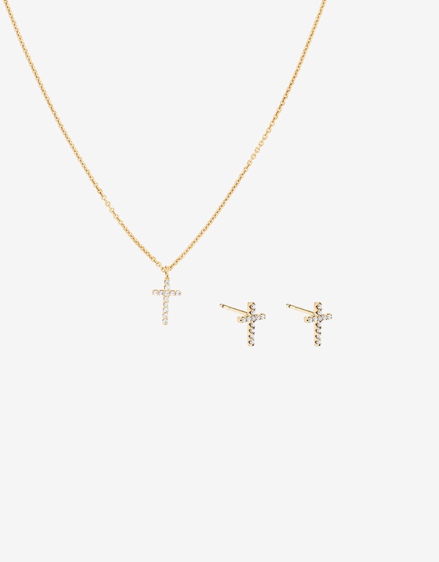 Michael Hill - Cross Necklace and Earring Set in 18kt Vermeil with Cubic Zirconia