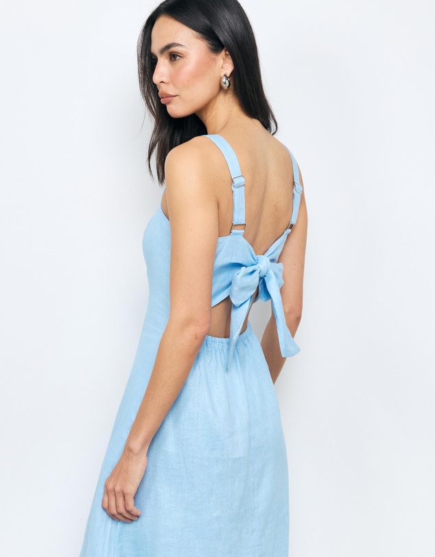 AERE - Lea Tie Back Linen Maxi Dress