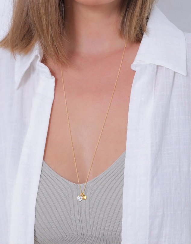 Elli Jewelry - Necklace Heart Crystals 925 Sterling Silver Gold-plated