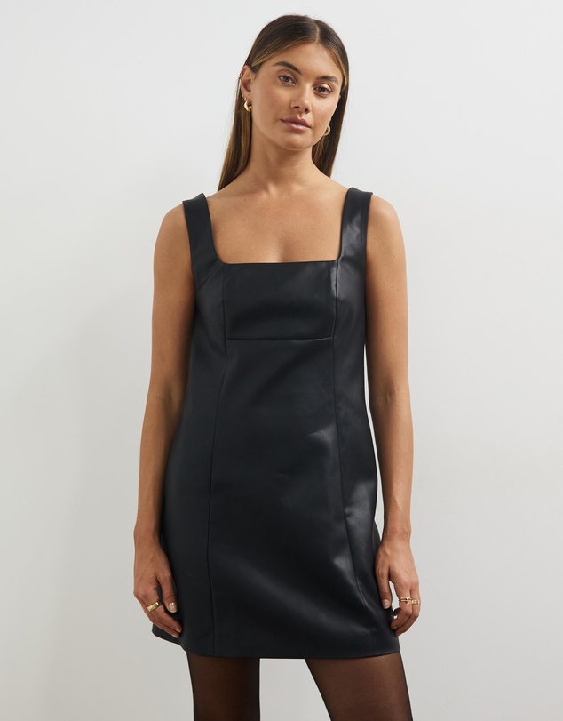 Minima Esenciales - Astri Leather Look Mini Dress