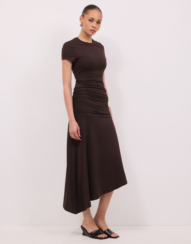 Calli - Glen Asymmetrical Midi Dress