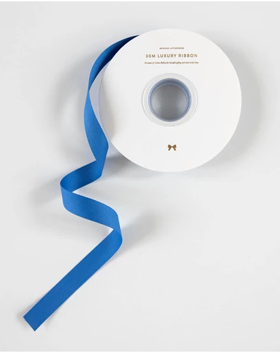 Bespoke Letterpress - Cotton Ribbon - Cobalt - 30 Meters