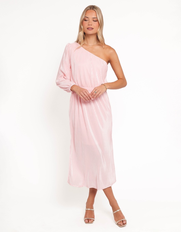Petal & Pup - Pontee One Shoulder Pleated Midi Dress - Pink