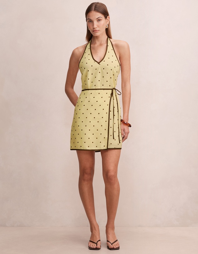 Forever New - Ava Wrap Halter Neck Linen Mini Dress