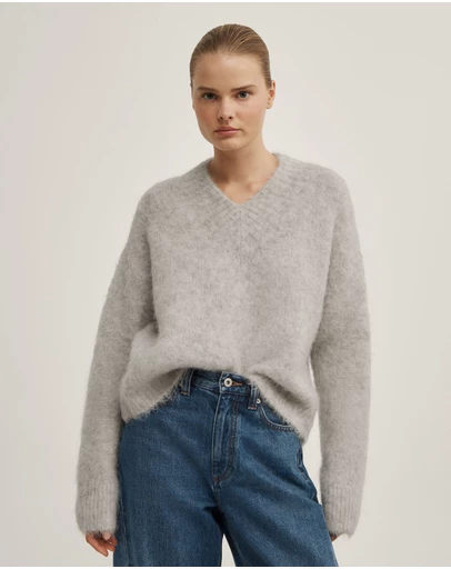 Witchery - High V-neck Fluffy Knit