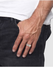 Kuzzoi - ICONIC EXCLUSIVE - Ring Men Herringbone Vintage Look in 925 Sterling Silver