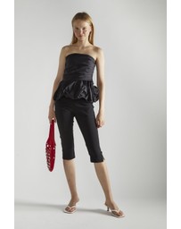 Glamorous - Ruched Puffball Peplum Strapless Top