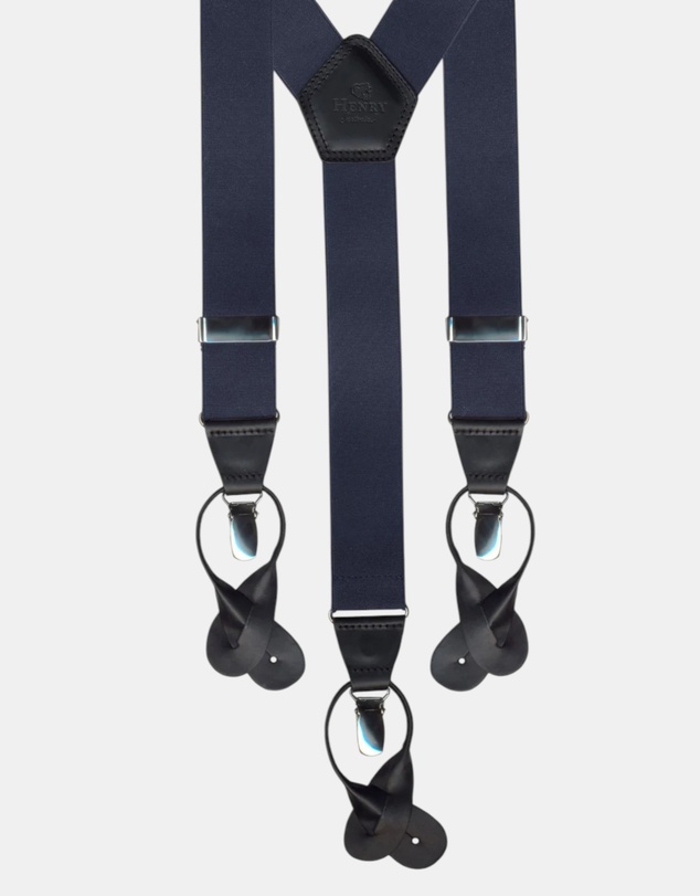 Henry Bucks - HENRY SARTORIAL x LEYVA Braces with Loops & Clips NAVY