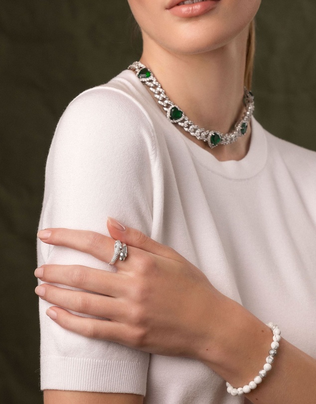 Nialaya Jewellery - Women's Twisted Panther Ring in Silver