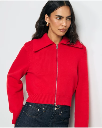 AERE - Lali Organic Cotton Zip Knit Cardigan