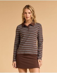 MVN - Stripe Long Sleeve Polo Top