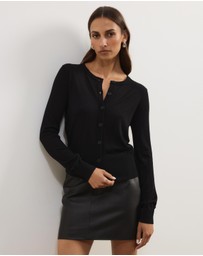 Atmos&Here - Elina Crewneck Knit Cardigan With Rib Hem