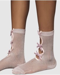 High Heel Jungle - Lurex Velvet Bow Socks