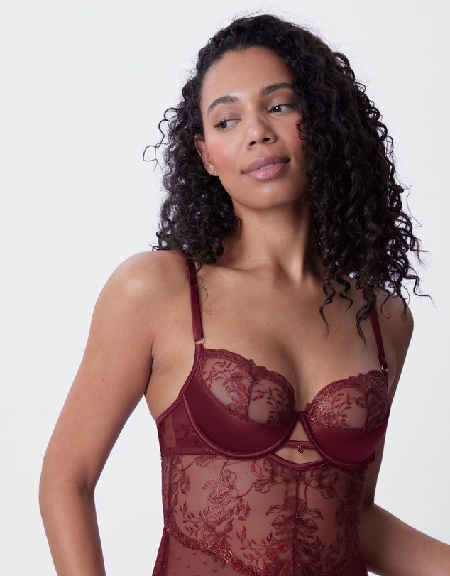 Bras N Things - Vamp Sweet Nothings Push Up 1/4 Cup Babydoll - Berry