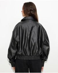 Dazie - Alaia Leather Look Bomber Jacket