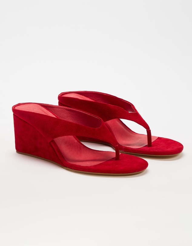 AERE - Pixie Suede Thong Wedges - Women's