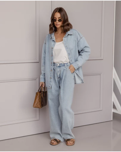 ALEXANDRA - Basen Shacket Light Blue Denim