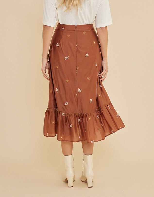 Amelius - Monique Cross Stitch Midi Skirt