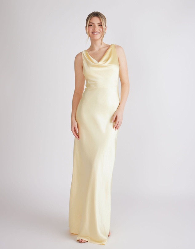 Six Stories - Cowl Front Satin Bridesmaid Dress