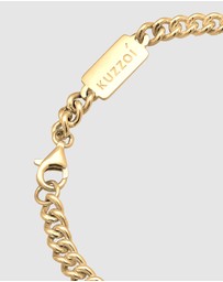 Kuzzoi - ICONIC EXCLUSIVE - Bracelet Men Armour Solid Basic in 925 Sterling Silver Gold Plated