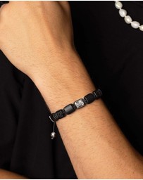 Nialaya Jewellery - The CZ Flatbead Collection - Black Onyx and Silver