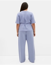 City Chic - Plus size Mae Wide Leg Jogger - dusty blue