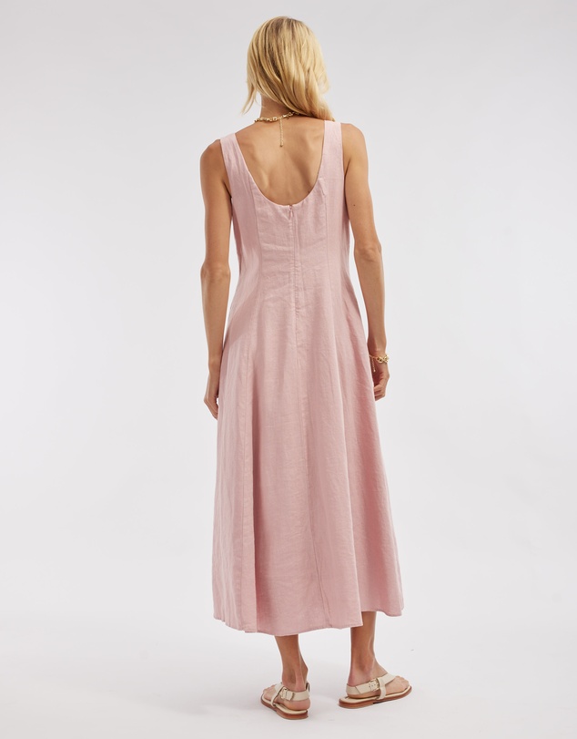 Amelius - Anna Panelled Linen Midi Dress