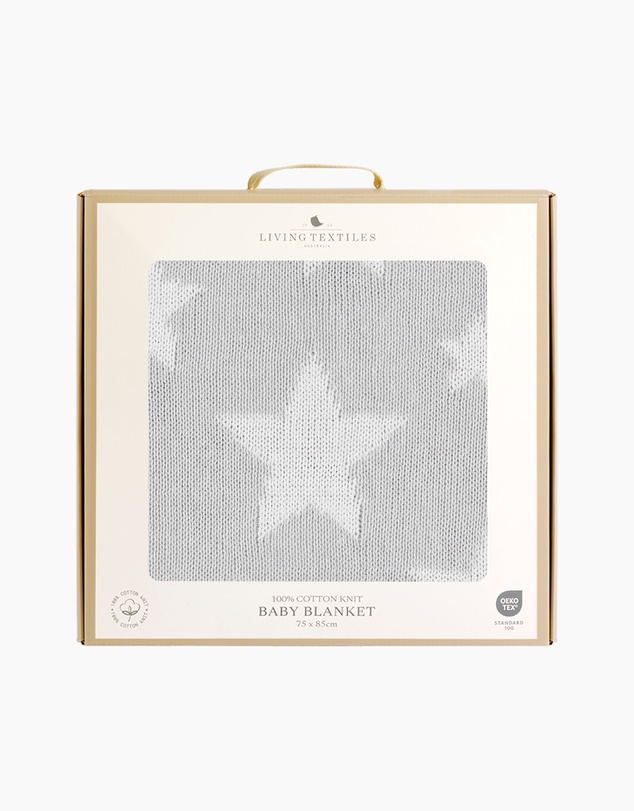 Living Textiles - Pram Knitted Blanket - Grey Stars