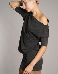 Love and Nostalgia - Gabby Ballet Tee Dress - Black Acid Wash