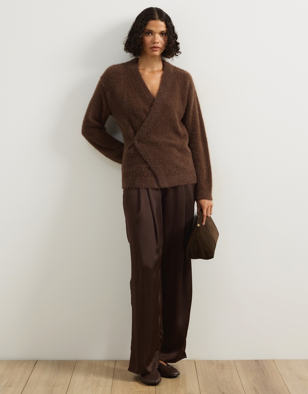Atmos&Here - Cara Asymmetric Buttoned Knit Cardigan