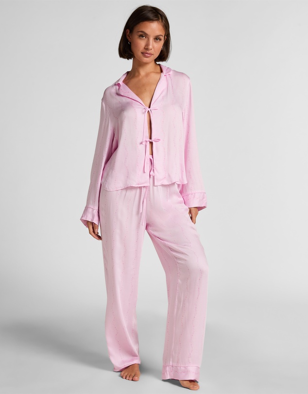 Hunkemoller - Long Sleeve Tie Woven Pyjama Set