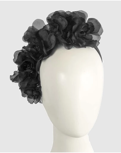 Max Alexander - Black Flower Headband Fascinator