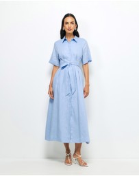AERE - Orien Tuck Waist Linen Shirt Dress