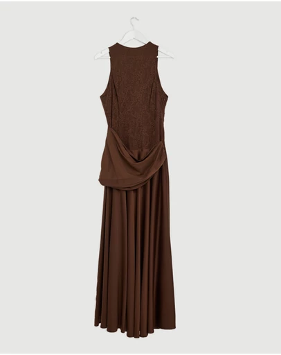 Revibe - Repaired CHANCERY Layla High Neck Lace Panelled Maxi Dress - AU 14