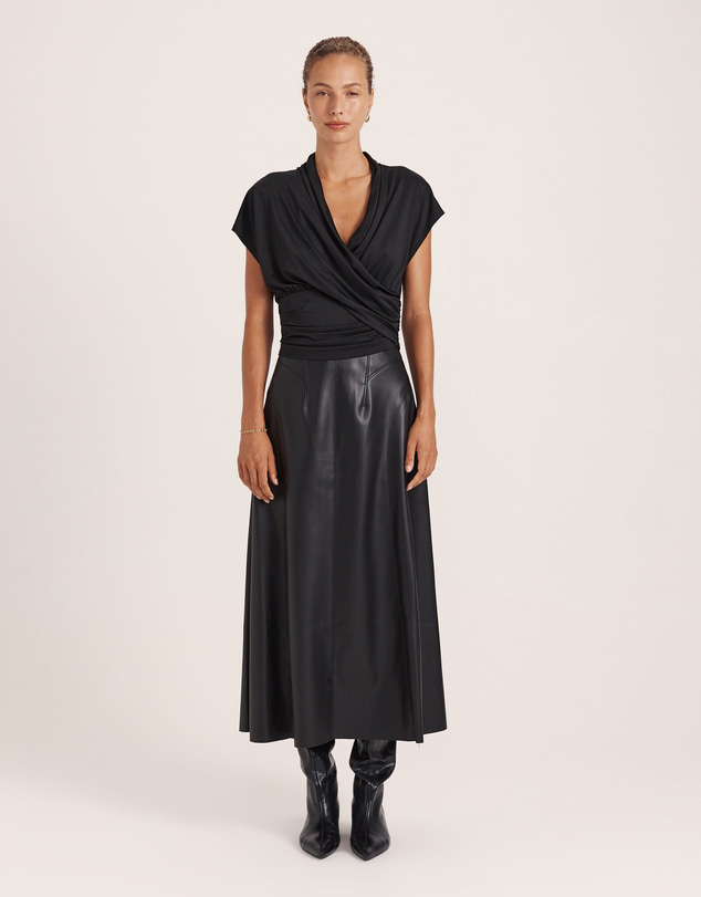 SABA - Viv Faux Leather Fluted Skirt