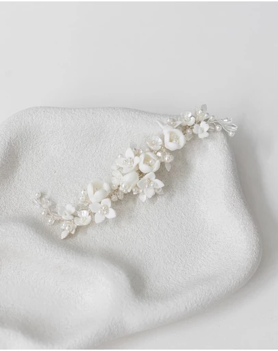 The White Collection - Caroline - Pearl Detail Silver Bridal Hair Piece