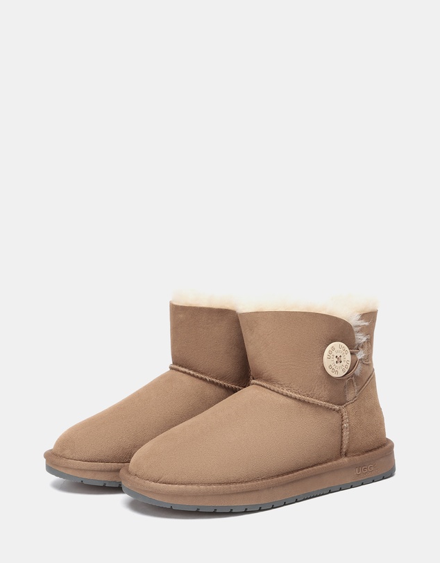 EVERAU - Australian Shepherd Ugg Mini Button Sheepskin Upper UGG Boots