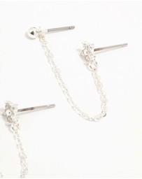 Lovisa - Silver Plated Brass Flower & Chain Earrings 3-Pack