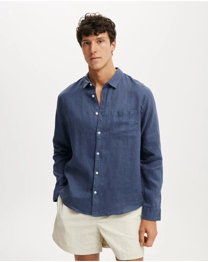 Cotton On - Relaxed Linen Long Sleeve Shirt