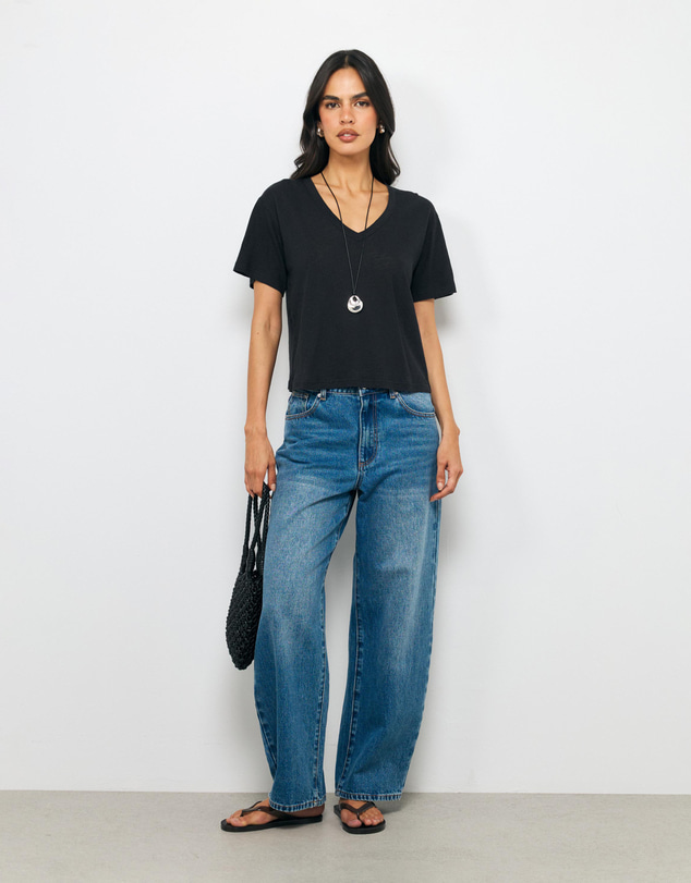 AERE - Linen Blend V-Neck T-Shirt