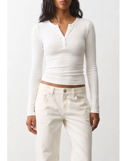 Atmos&Here - Henley Long Sleeve Rib Top
