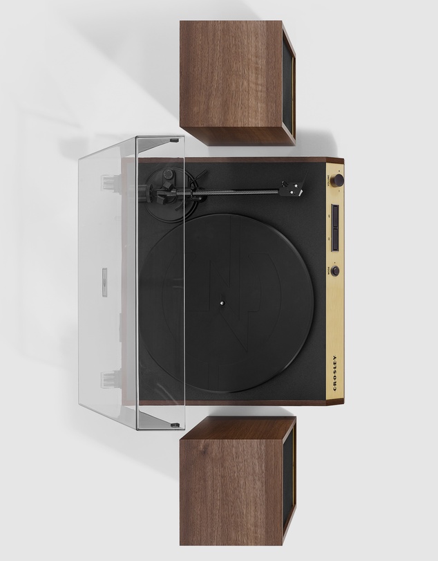 Crosley - Crosley C72 Record Player Shelf System - Walnut